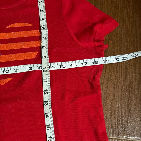 SML Sport red Stars Stripes heart tshirt cotton size small glitter graphic tee - Picture 8 of 11